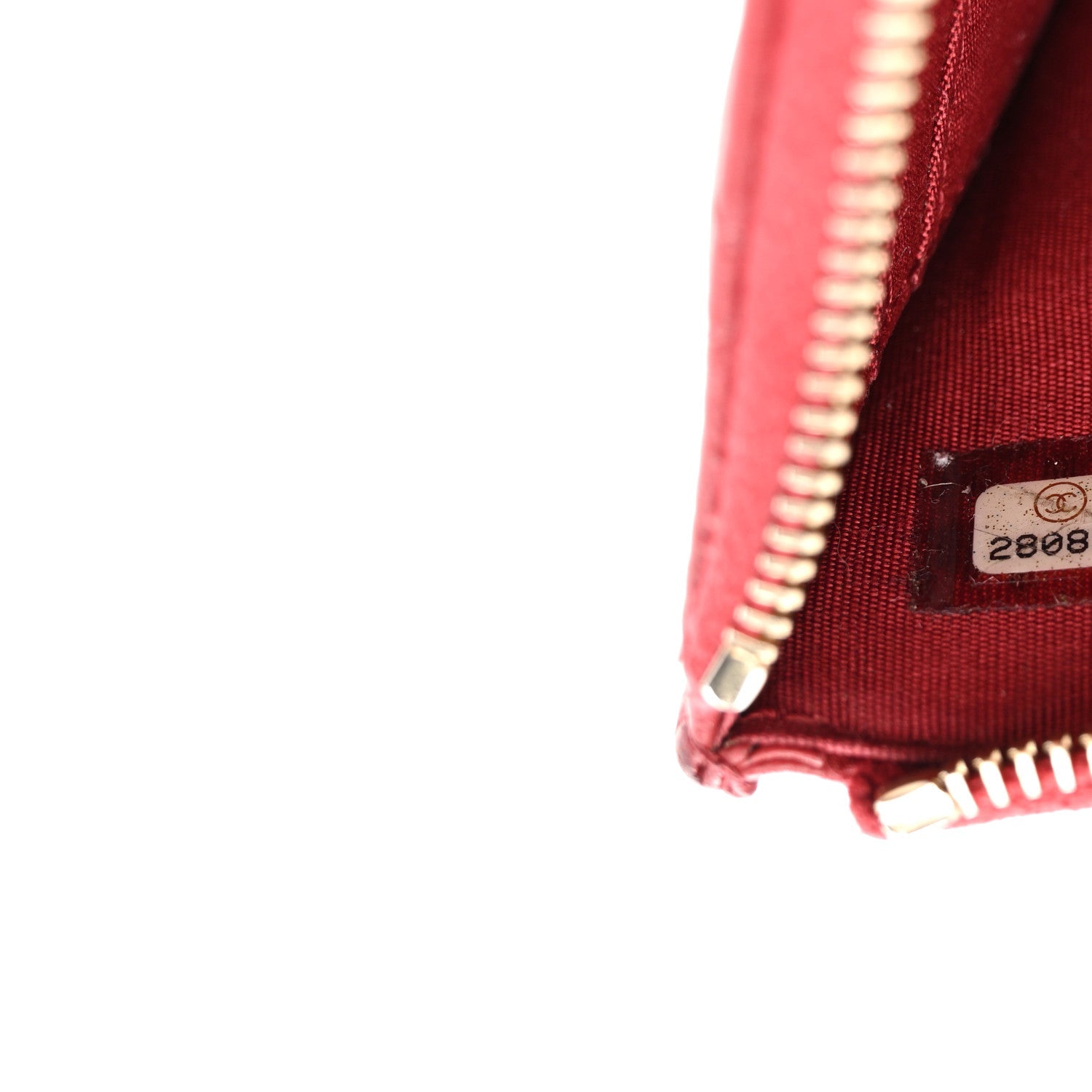 Lambskin Enamel Quilted Classic Zip Pouch Red