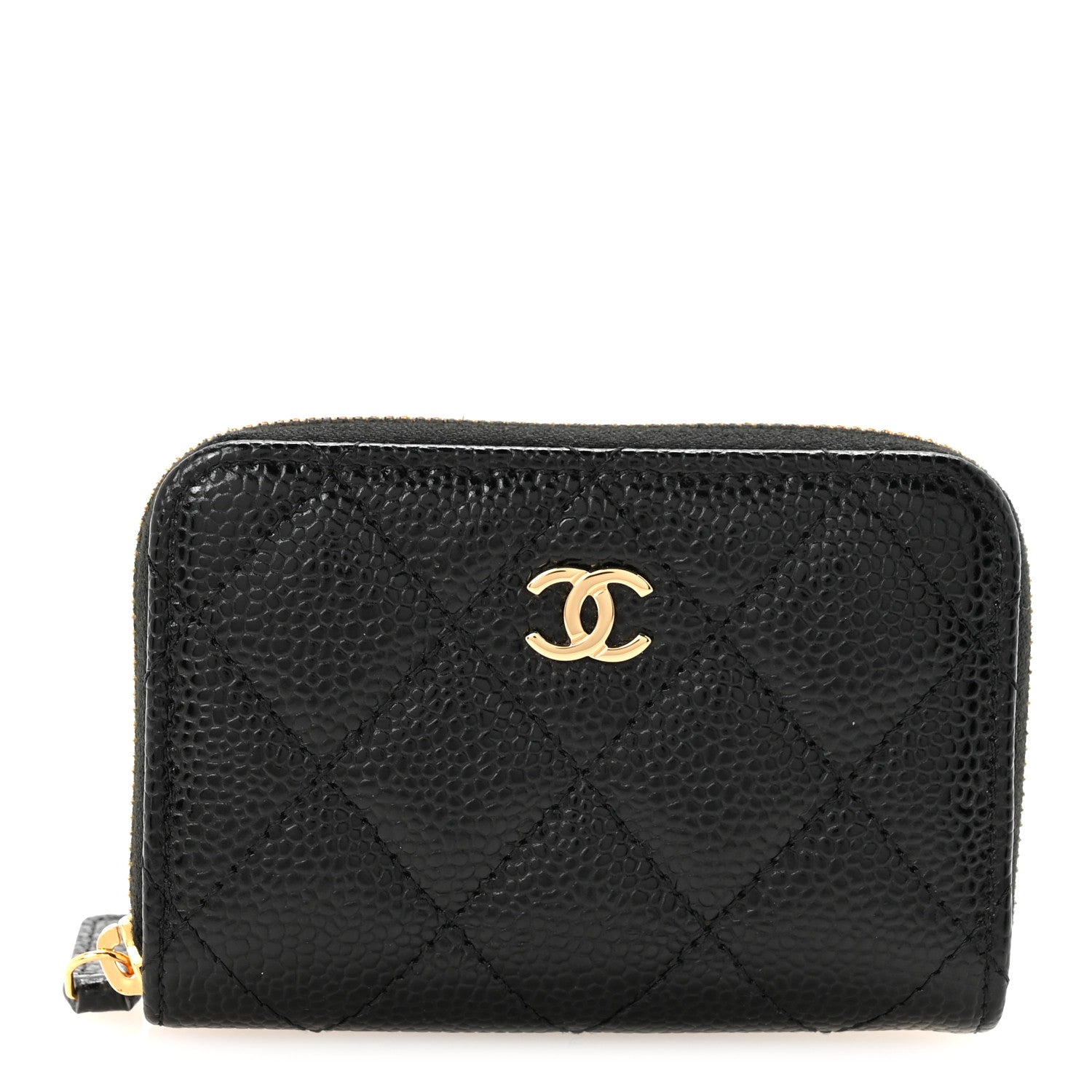 Caviar Quilted Zip Coin Purse Black
