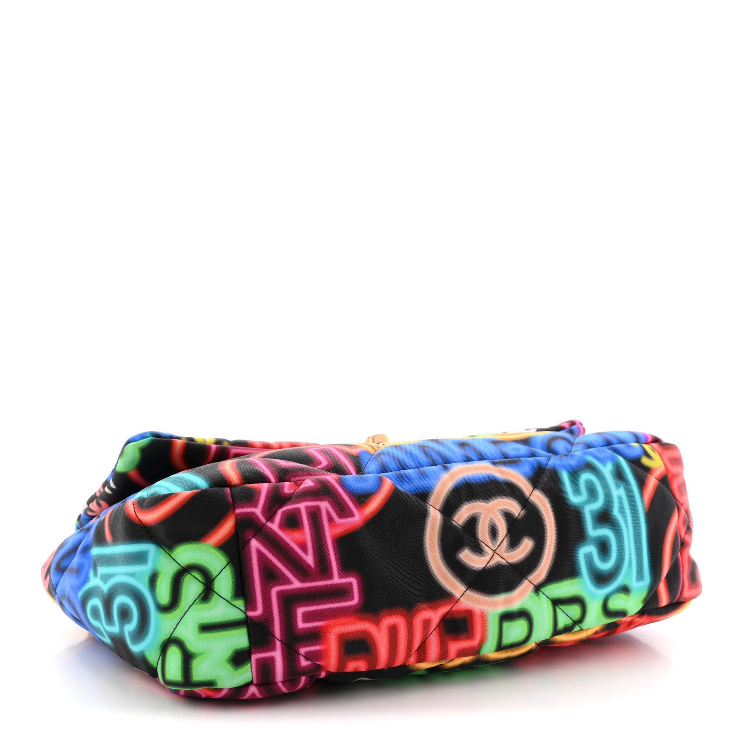 Chanel Fabric Printed Medium Chanel 19 Flap Black Multicolor