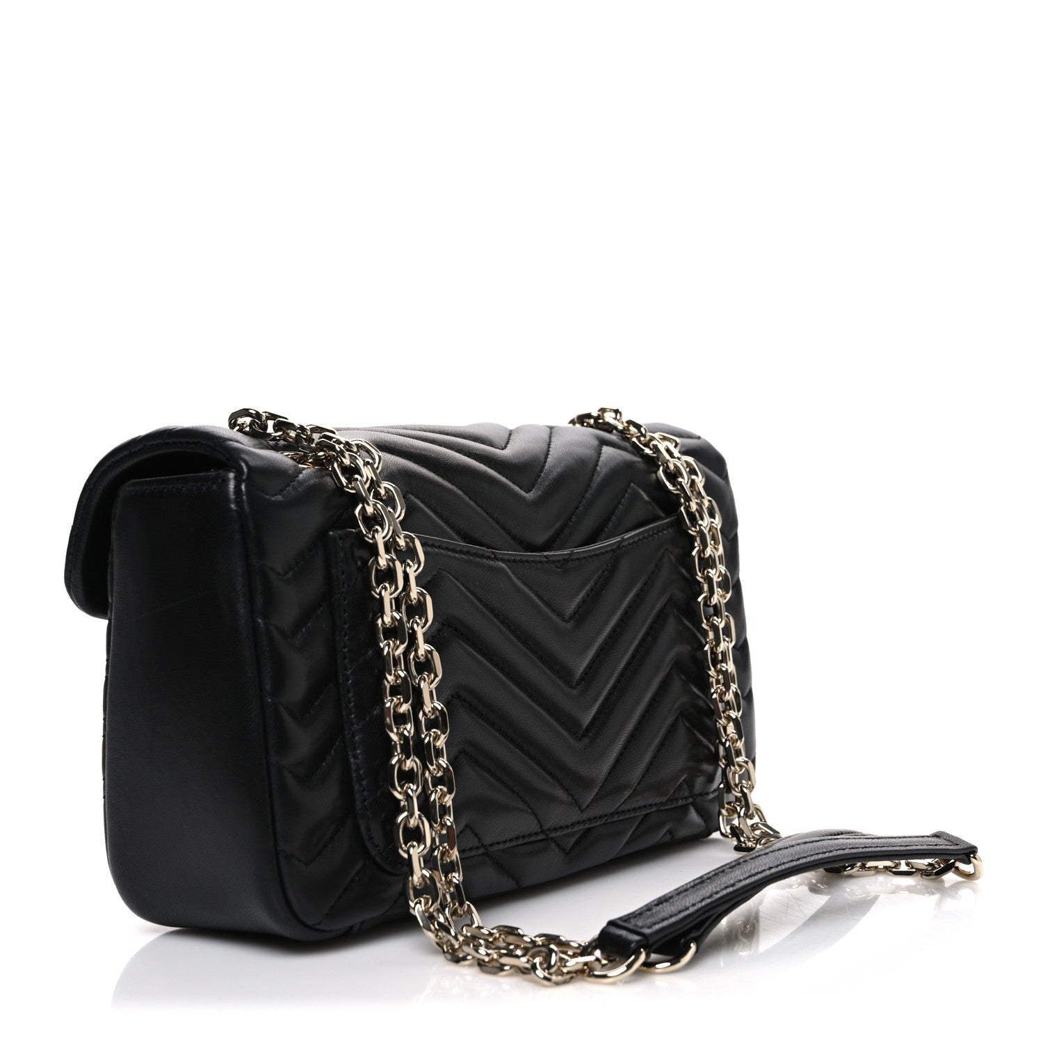 Gucci Lambskin Matelasse Medium GG Marmont Shoulder Bag Black