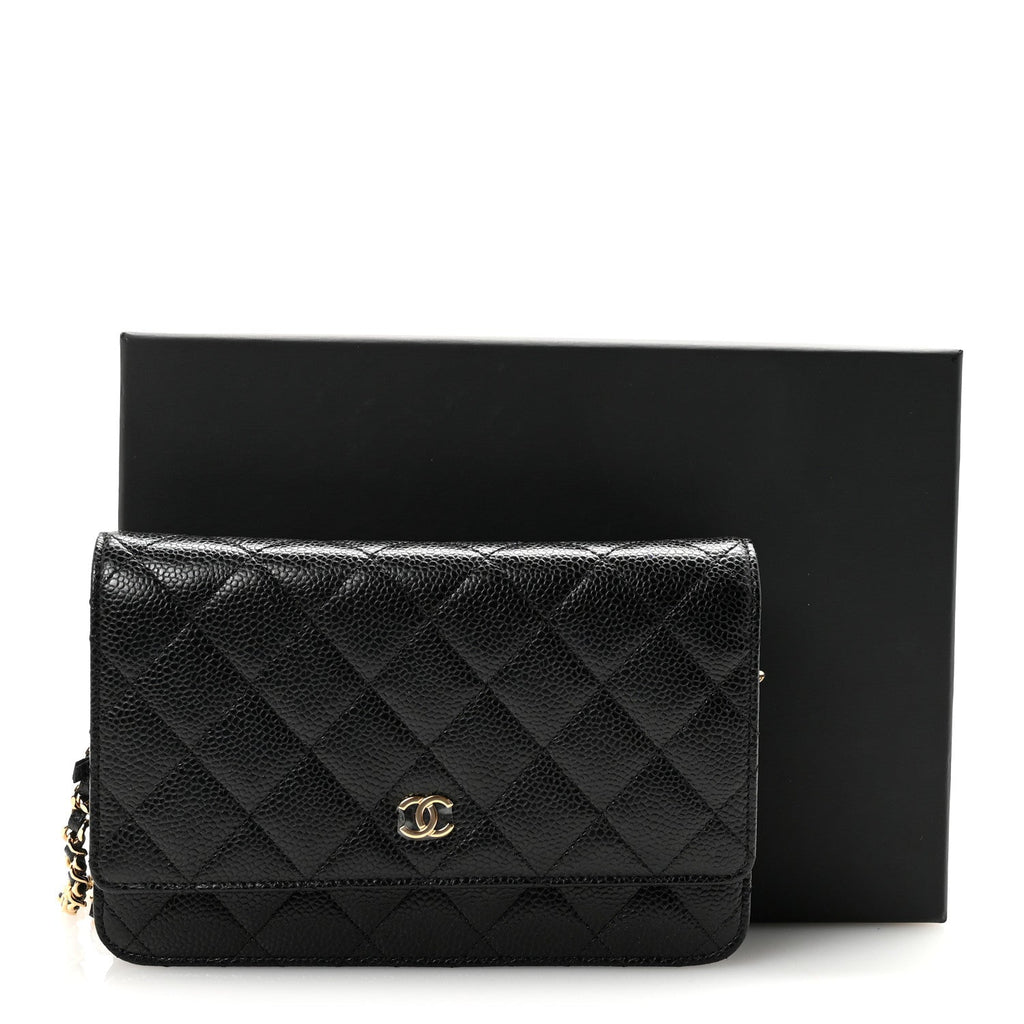 Chanel Caviar Quilted Wallet on Chain WOC Black