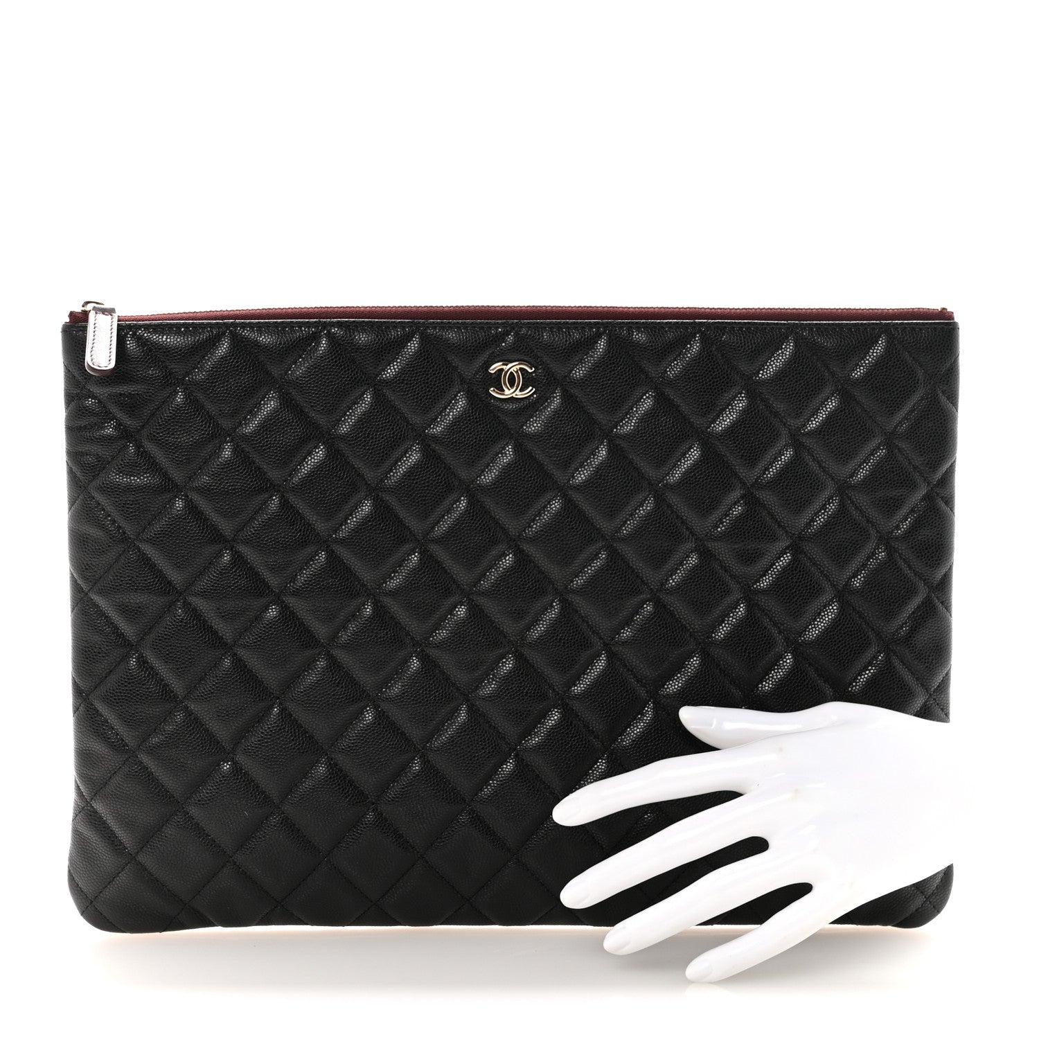 Caviar Quilted Large Cosmetic Case Black