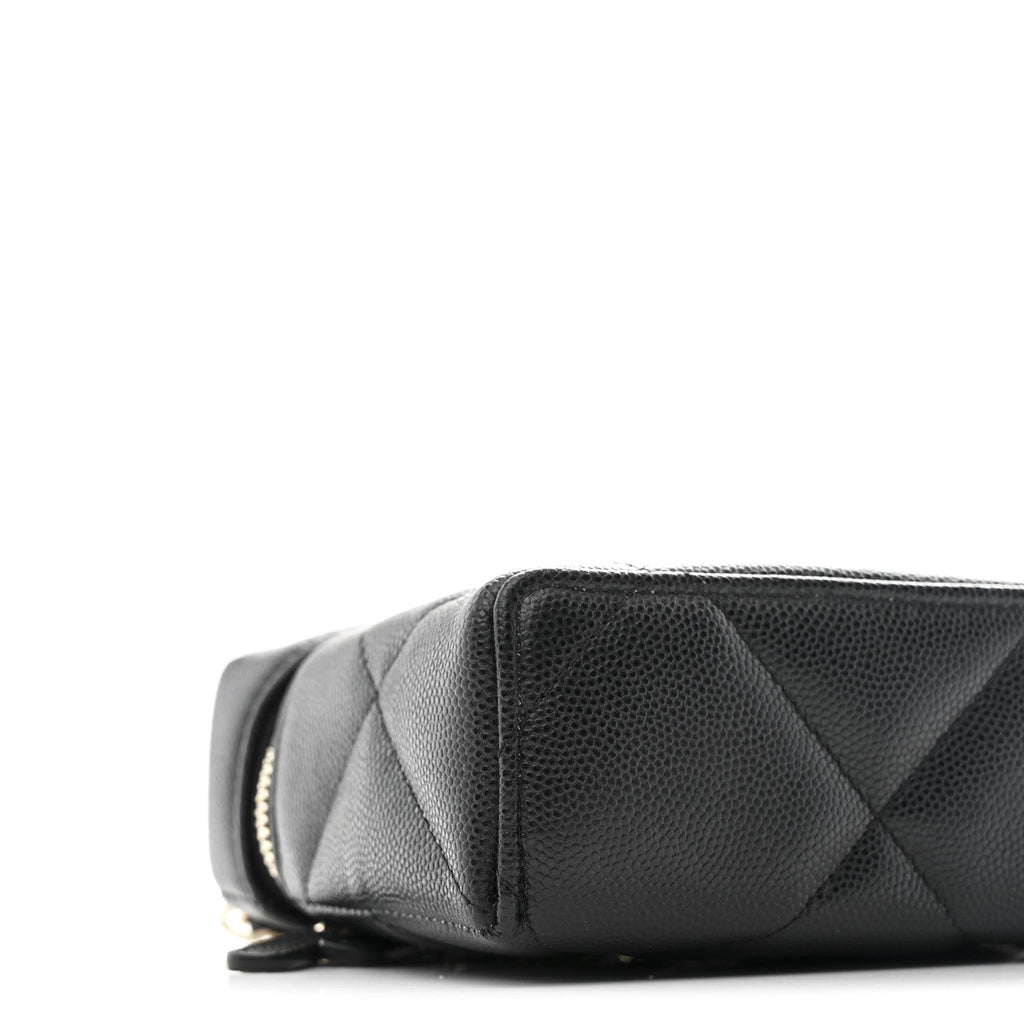 Chanel Caviar Quilted Top Handle Slim Vanity With Chain Black