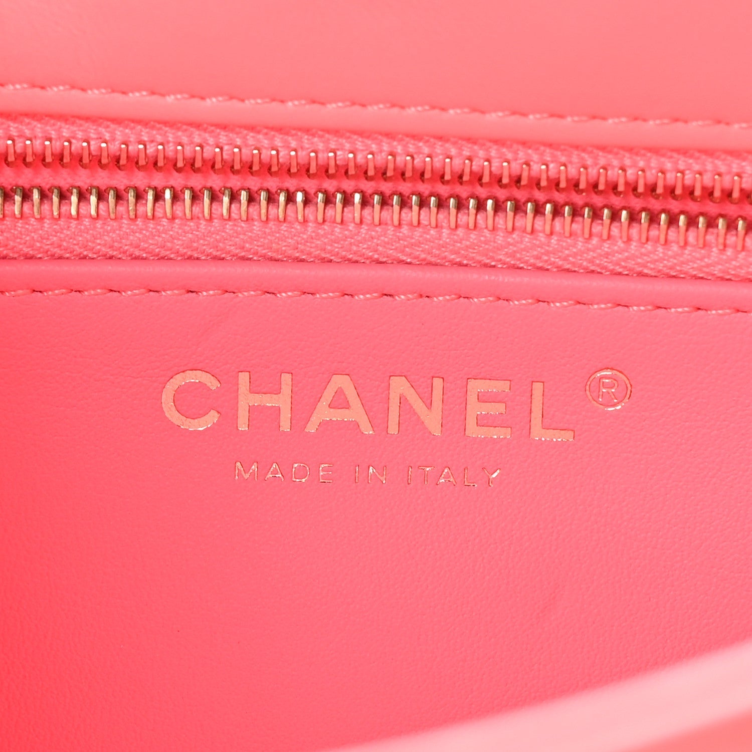 Chanel Lambskin Lacquered Quilted Mini Trendy CC Dual Handle Flap Bag Coral Pink