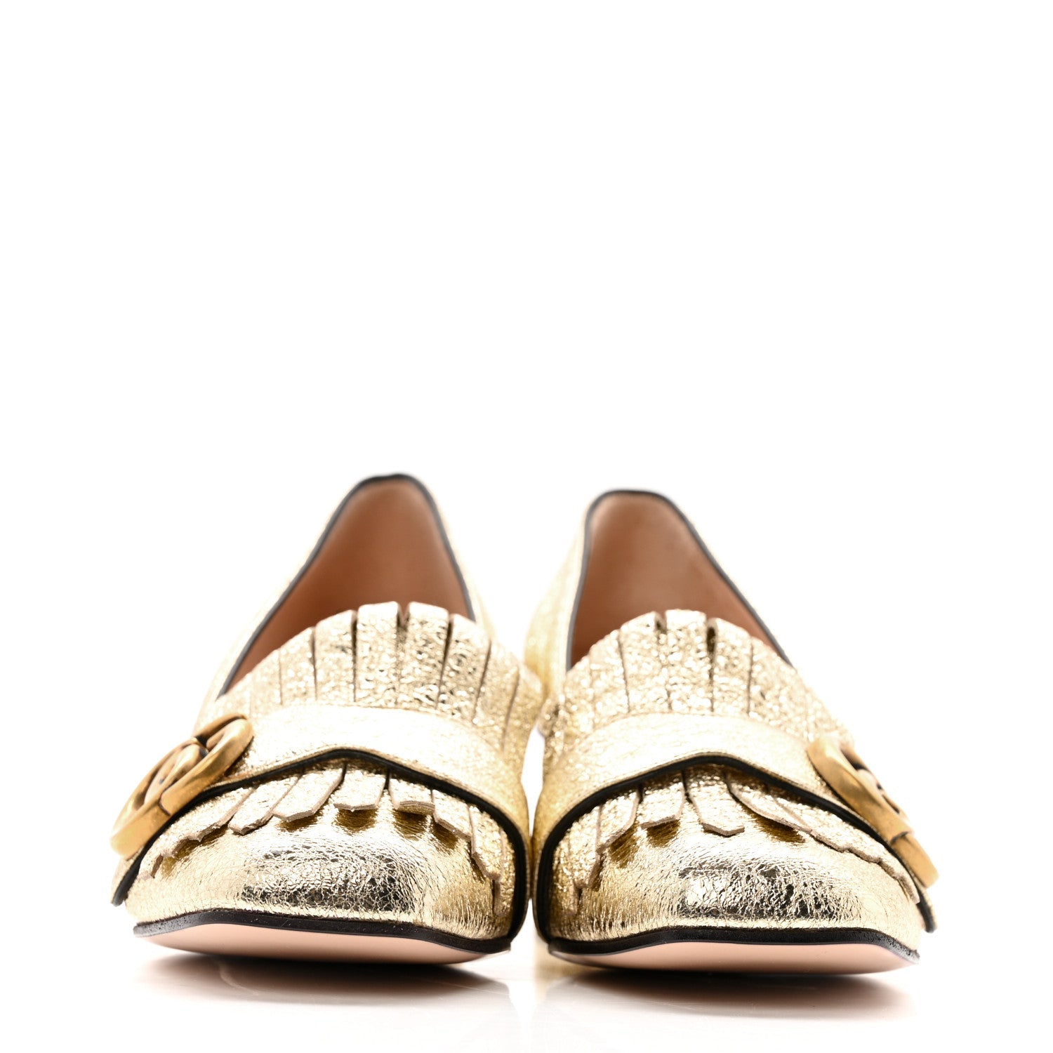 Gucci Galassia GG Marmont Fringe 50mm Loafer Pumps 35 Platino
