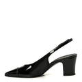 Patent Calfskin Cap Toe CC Slingback Pumps 36 Black