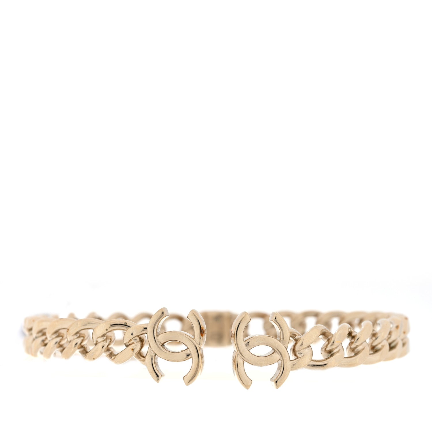 Metal CC Chain Link Choker Necklace M Gold