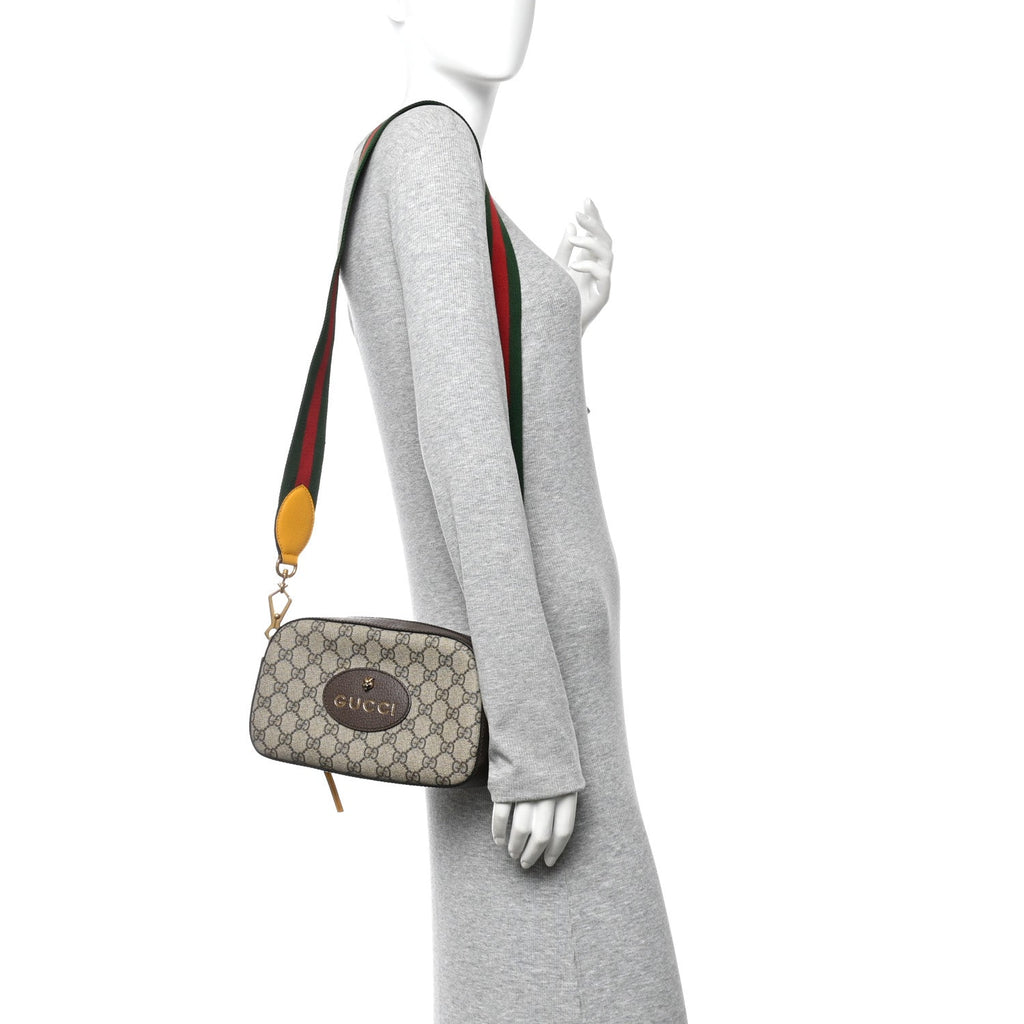 Gucci GG Supreme Monogram Web Neo Vintage Shoulder Bag Beige New Acero Crop
