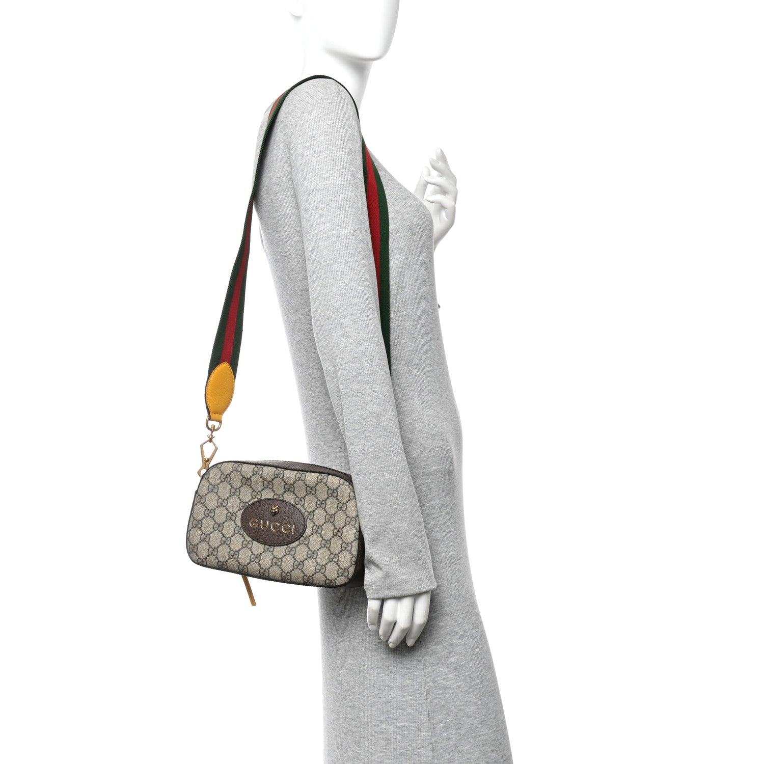 Gucci GG Supreme Monogram Web Neo Vintage Shoulder Bag Beige New Acero Crop