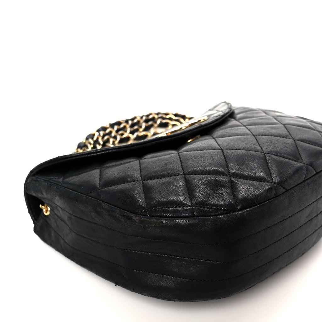 Chanel Lambskin Quilted Half Moon Flap Black