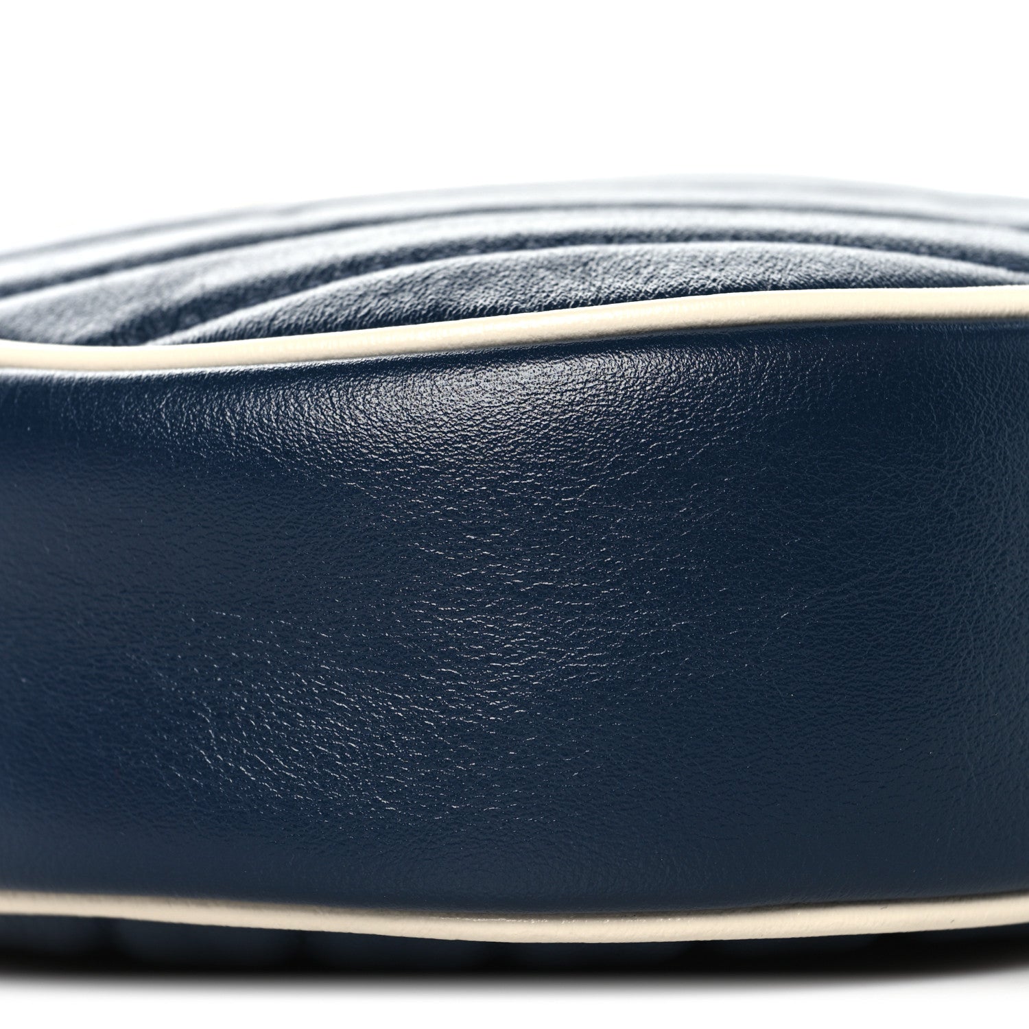 Gucci Azalea Calfskin Matelasse Diagonal Mini Torchon GG Marmont Round Shoulder Bag Blue Agata Mystic White