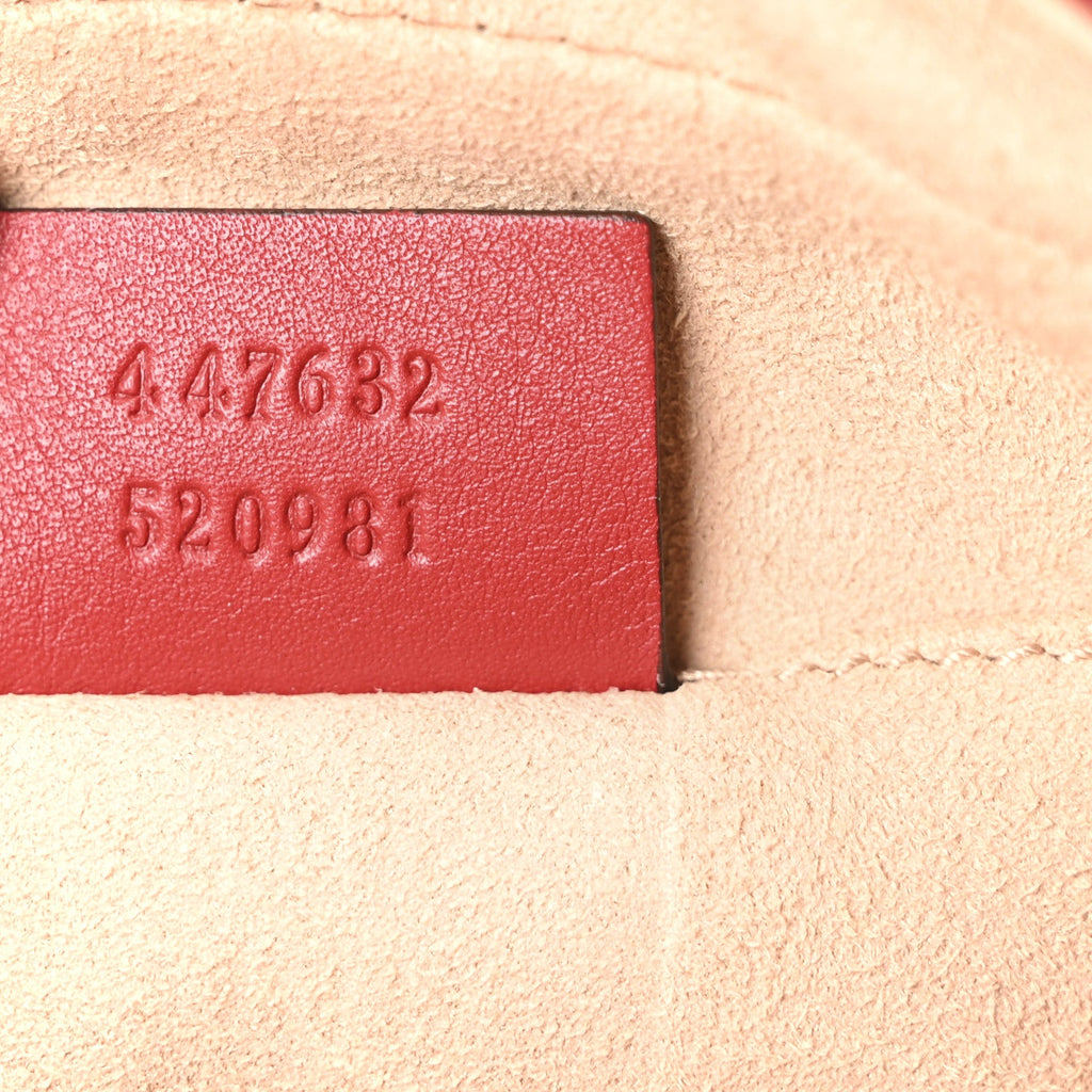 Gucci Calfskin Matelasse Small GG Marmont Chain Shoulder Bag Hibiscus Red