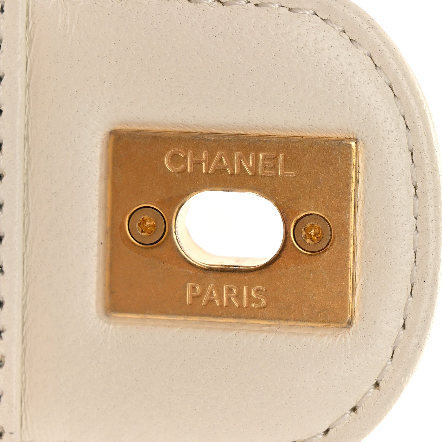 Chanel Lambskin Handle Crush Top Handle Flap Bag White
