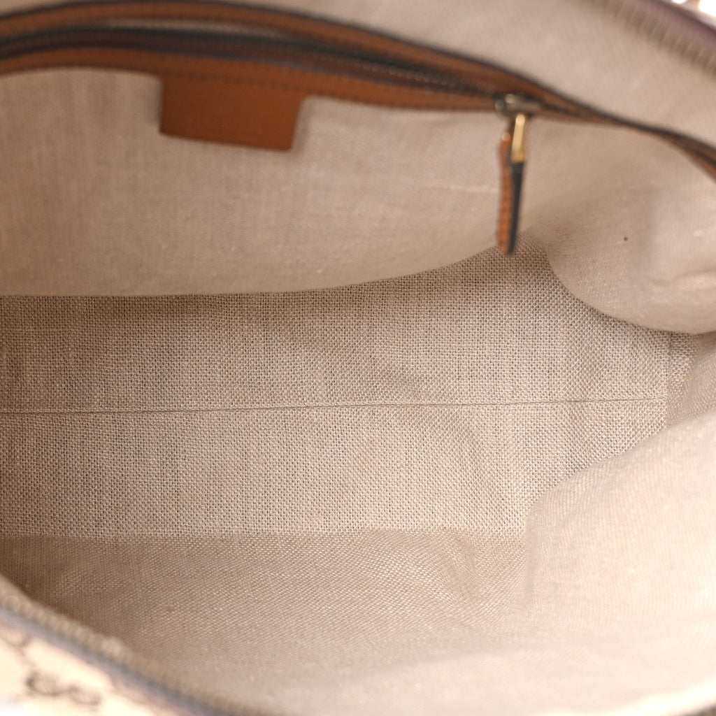 Gucci Monogram Medium Lady Web Boston Bag Beige Cuir