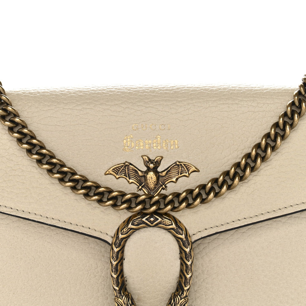 Gucci Calfskin Garden Dionysus Chain Wallet Off White