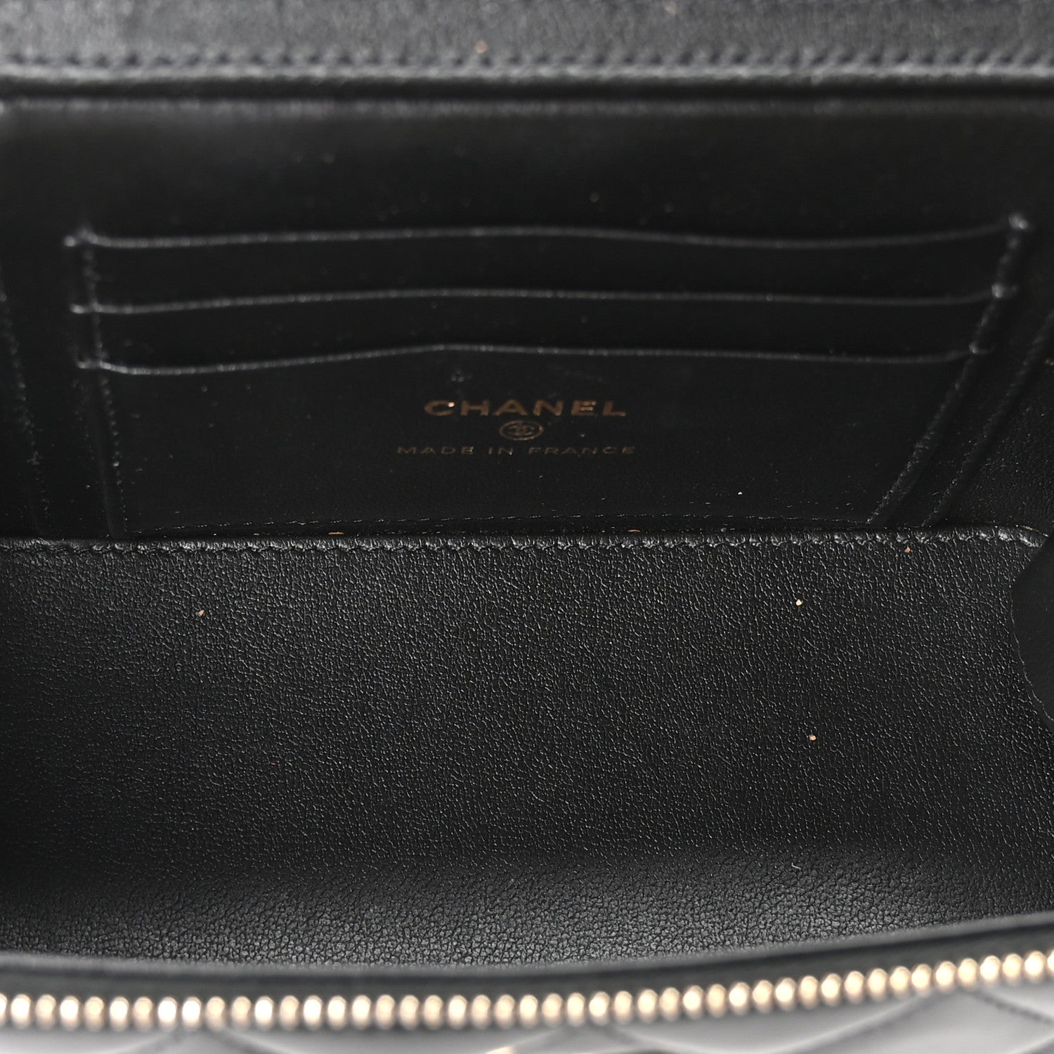Chanel Lambskin Quilted Small Top Handle Vanity Case With Chain Black