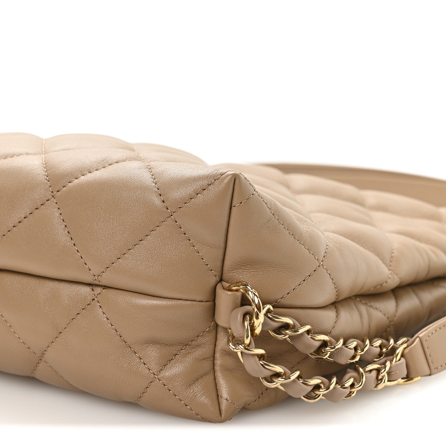 Chanel Lambskin Quilted Hobo Beige