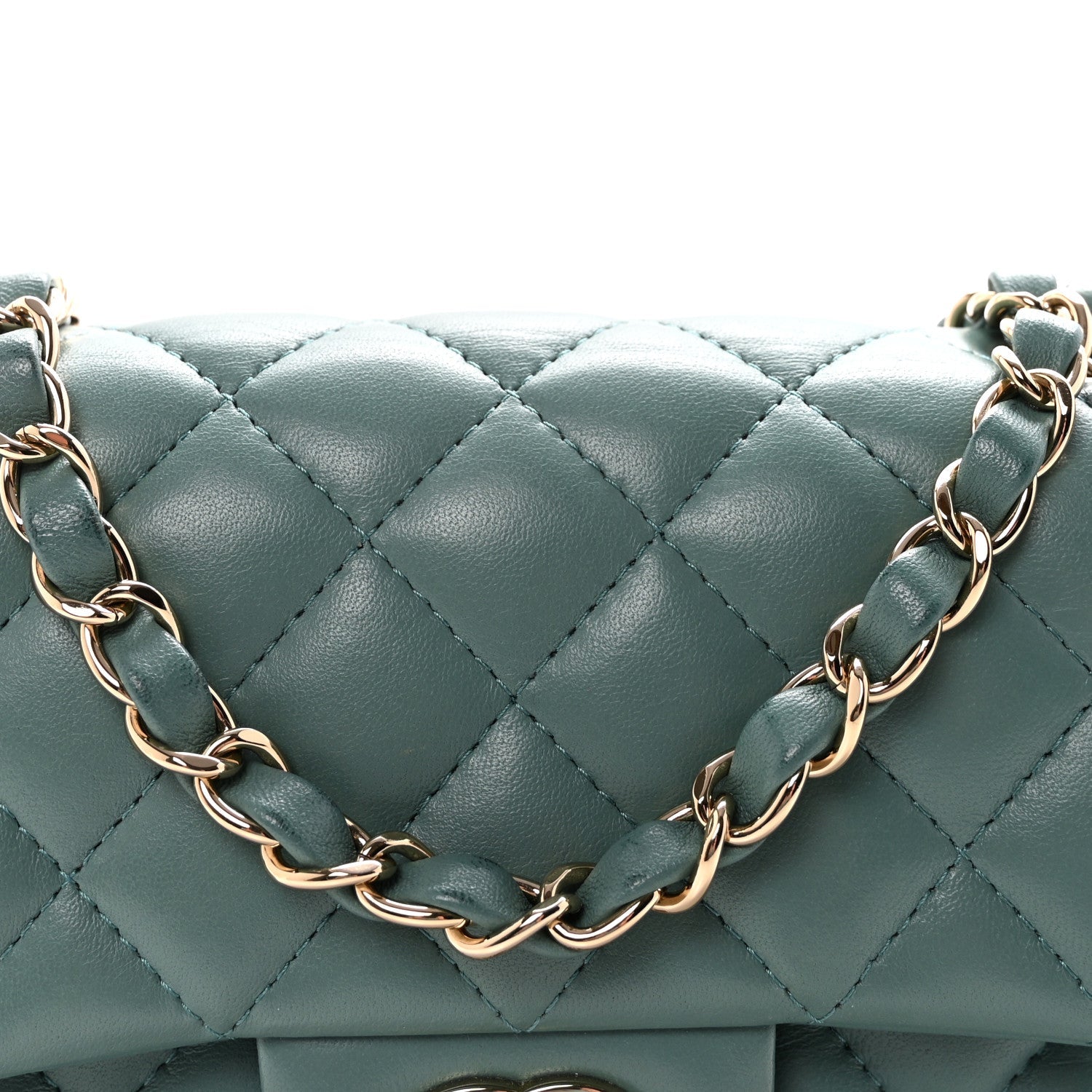 Chanel Lambskin Quilted Mini Rectangular Flap Green
