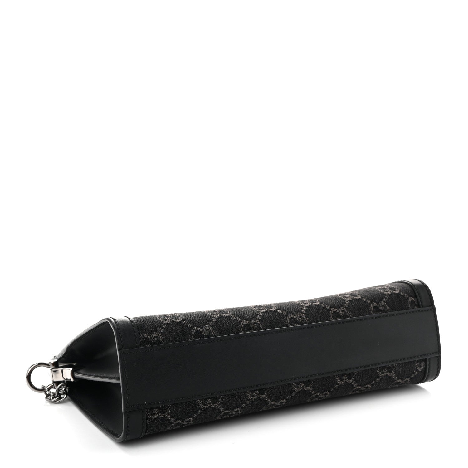 Gucci Jacquard Black Denim GG Monogram Chain Shoulder Bag Black Ivory