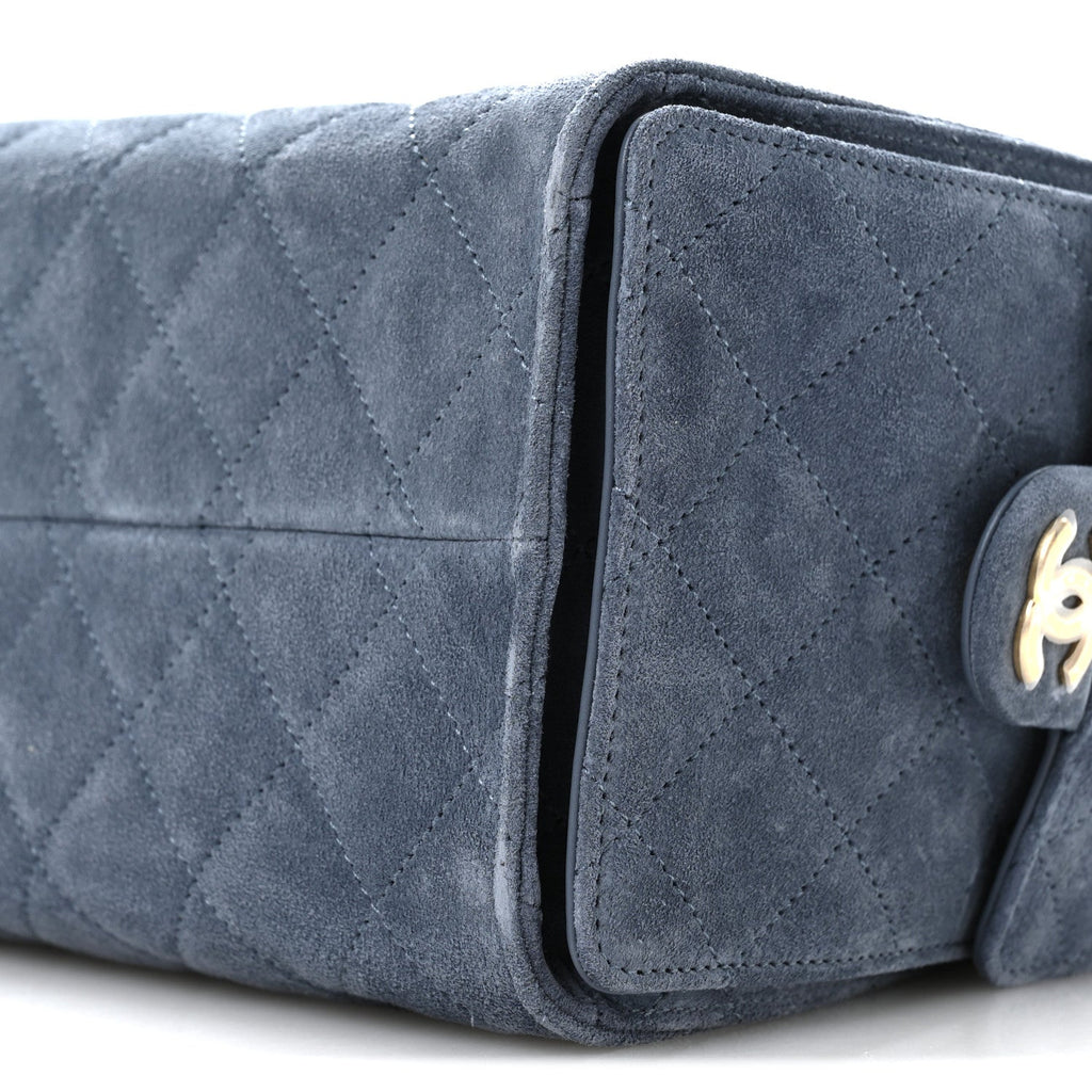 Chanel Suede Quilted Small Chanel 25 Handbag Blue