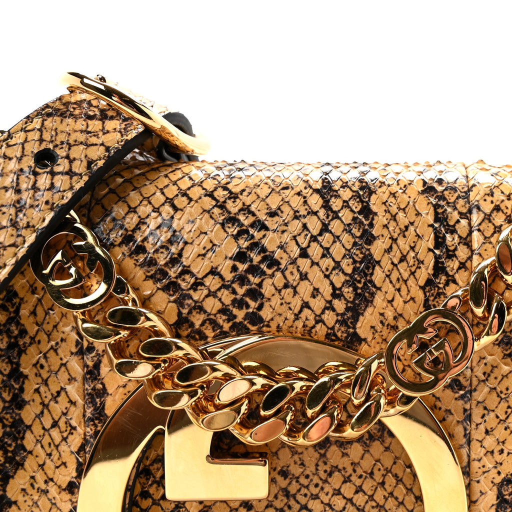 Gucci Roxy Snakeskin Blondie Chain Shoulder Flap Bag Roccia
