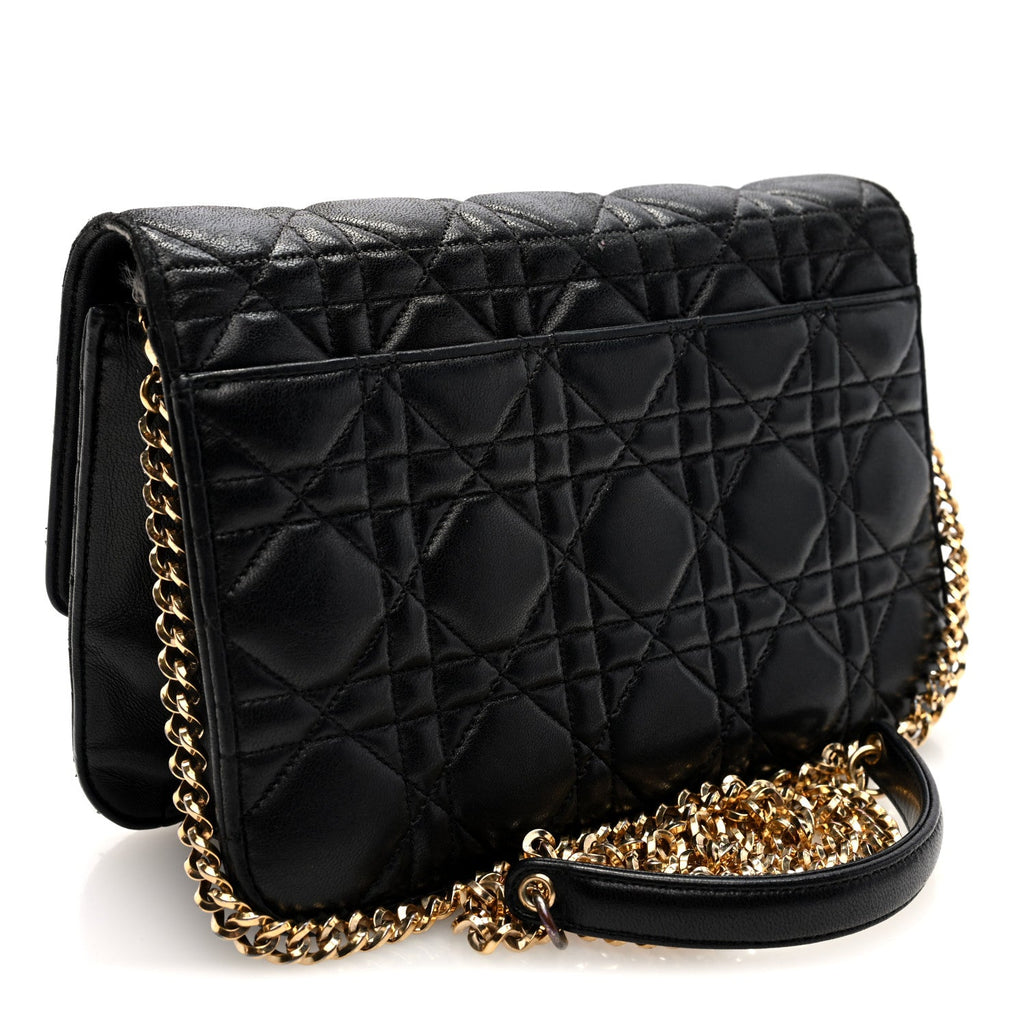 Christian Dior Lambskin Cannage Medium Miss Dior Flap Black