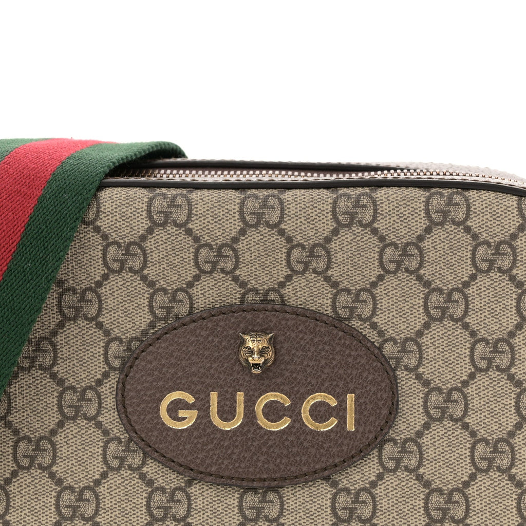 Gucci GG Supreme Monogram Web Neo Vintage Shoulder Bag Beige New Acero Crop