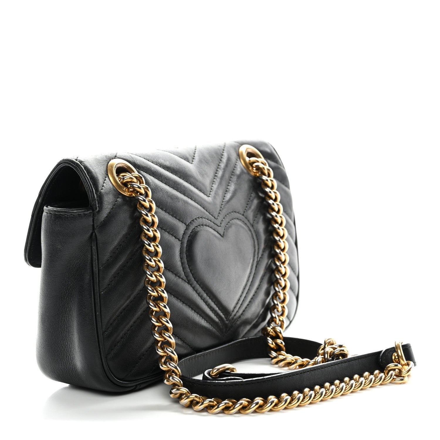 Gucci Calfskin Matelasse Mini GG Marmont Shoulder Bag Black