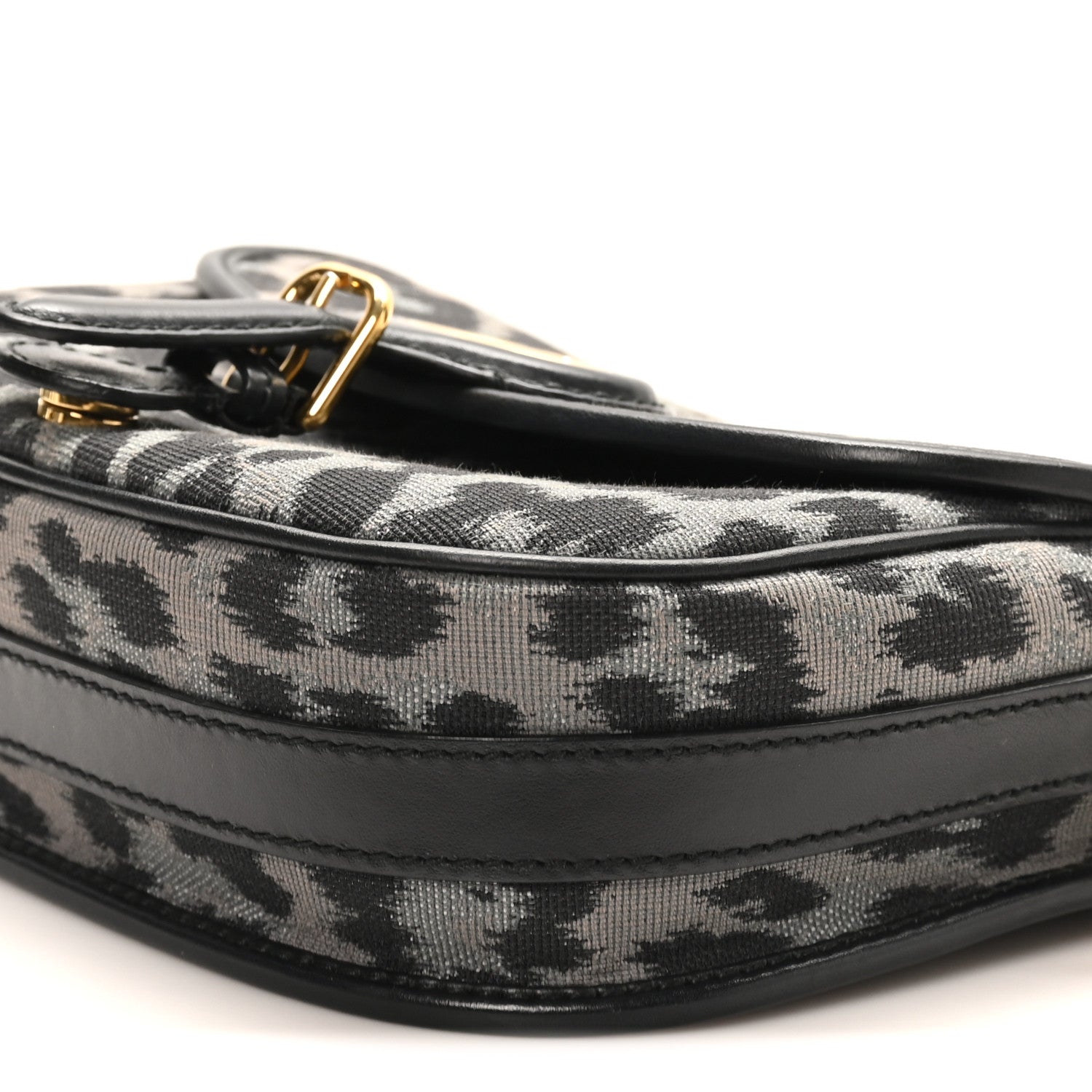 Christian Dior Canvas Mizza Embroidered Medium Bobby Flap Grey Black