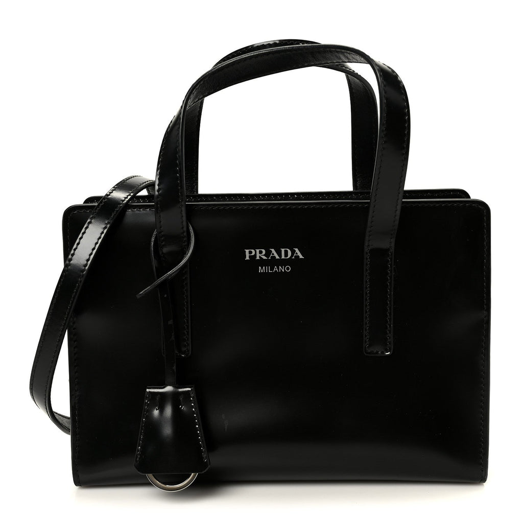 Prada Spazzolato Mini Re-Edition 1995 Double Handle Handbag Black