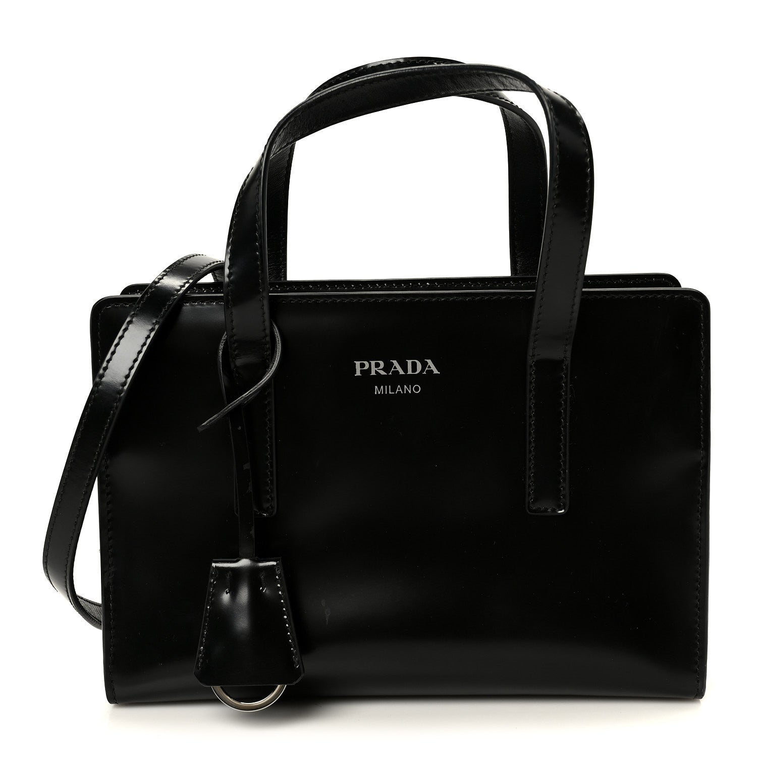 Prada Spazzolato Mini Re-Edition 1995 Double Handle Handbag Black