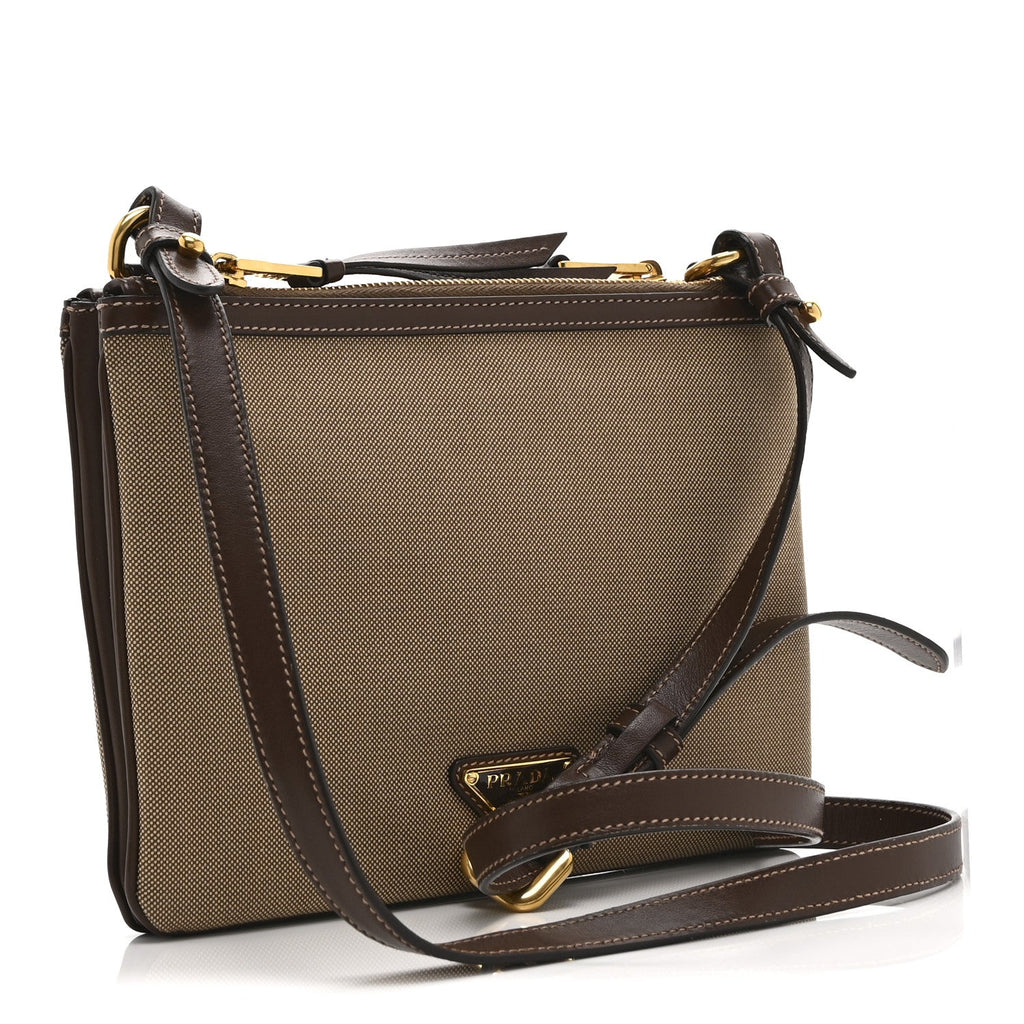 Prada Jacquard Logo Flat Crossbody Bag Corda Bruciato