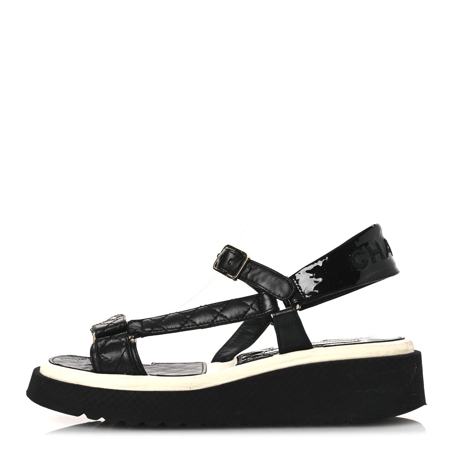 Lambskin Patent Logo Platform Sandals 39 Black