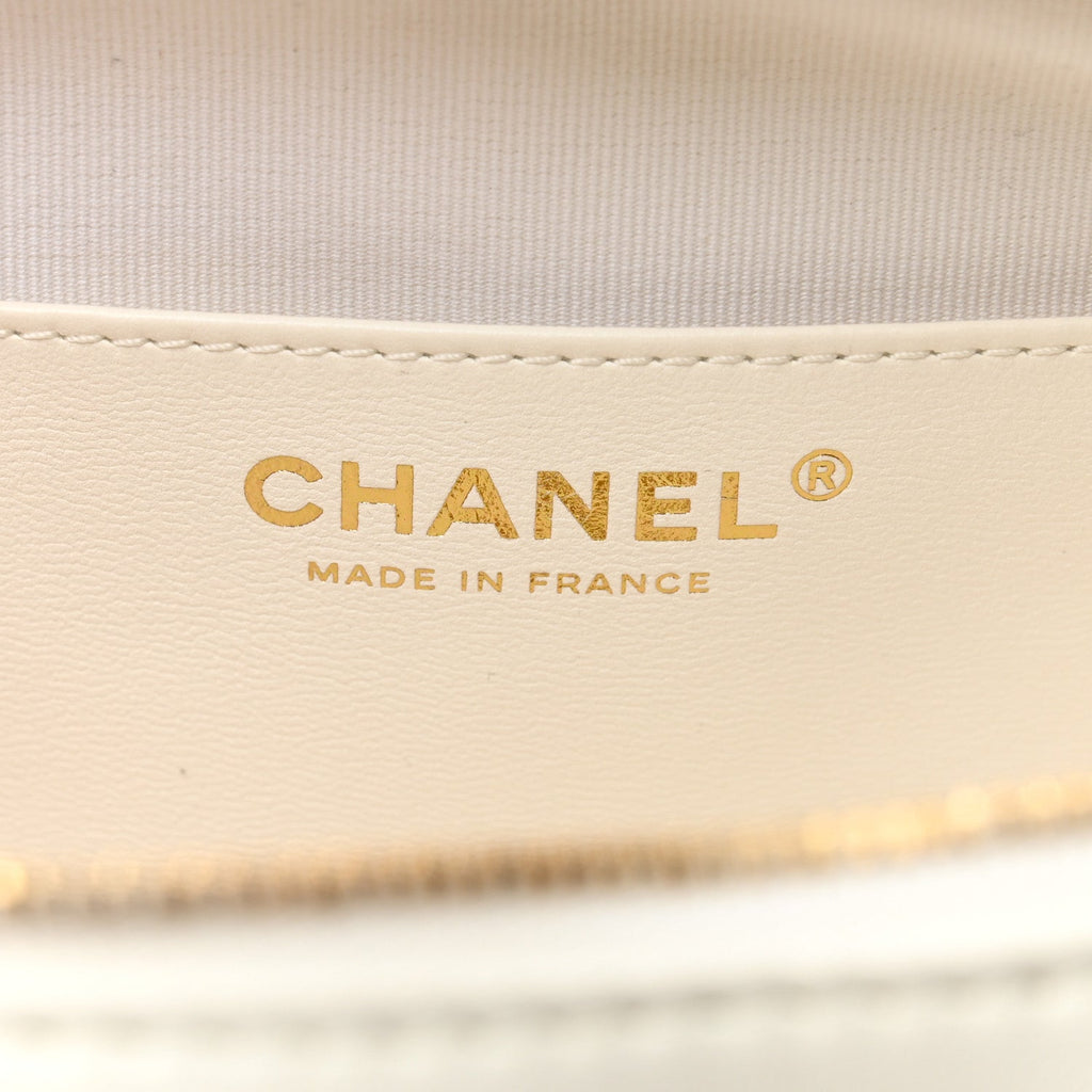 Chanel Lambskin Quilted CC In Love Heart Bag White