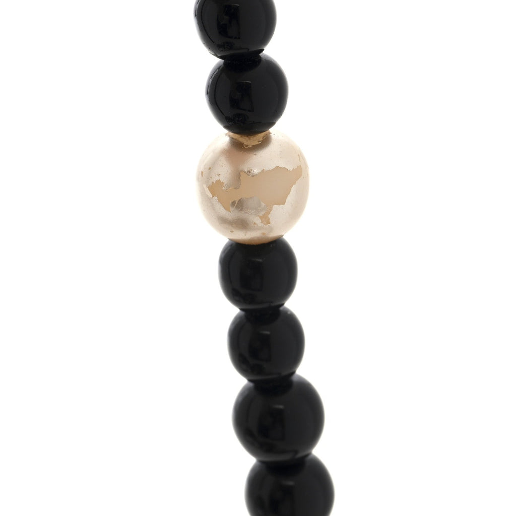 Ruthenium Resin Graduated Beaded Pearl CC Multi Strand Long Necklace Black