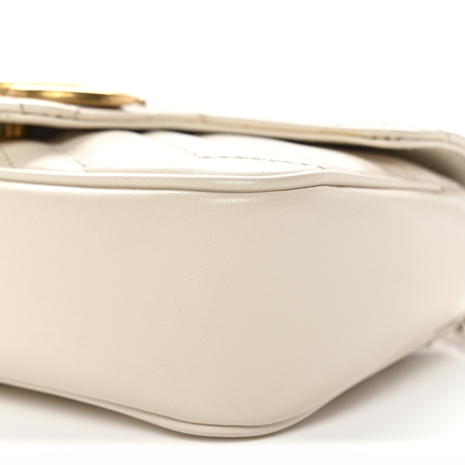 Gucci Calfskin Matelasse Super Mini GG Marmont Shoulder Bag White