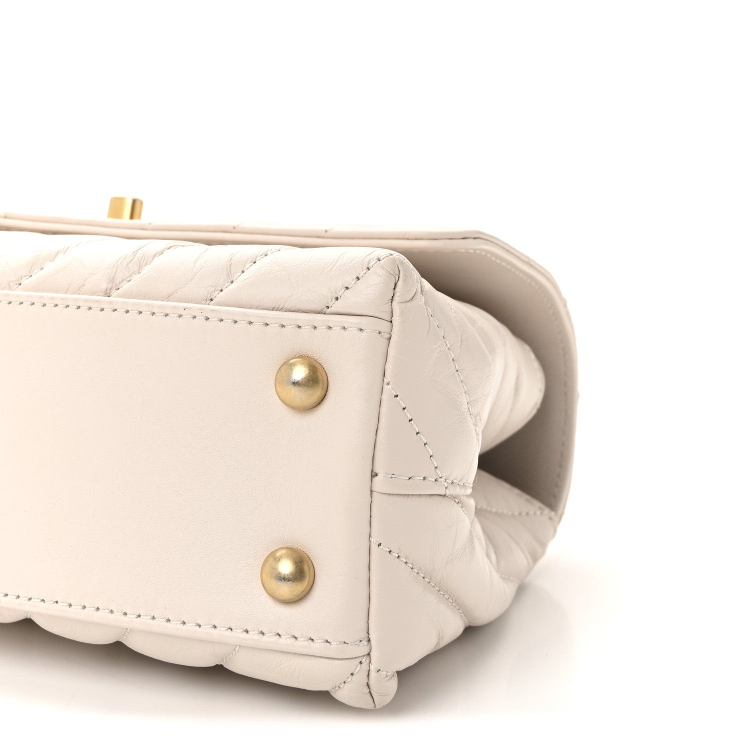 Chanel Calfskin Chevron Quilted Mini Coco Handle Flap Rose Pale