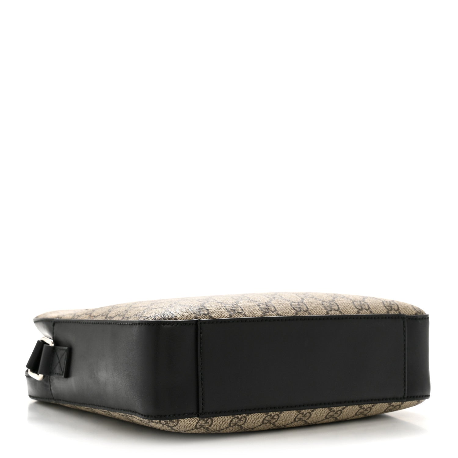 Gucci GG Supreme Monogram Flat Messenger Bag Beige Black New Acero