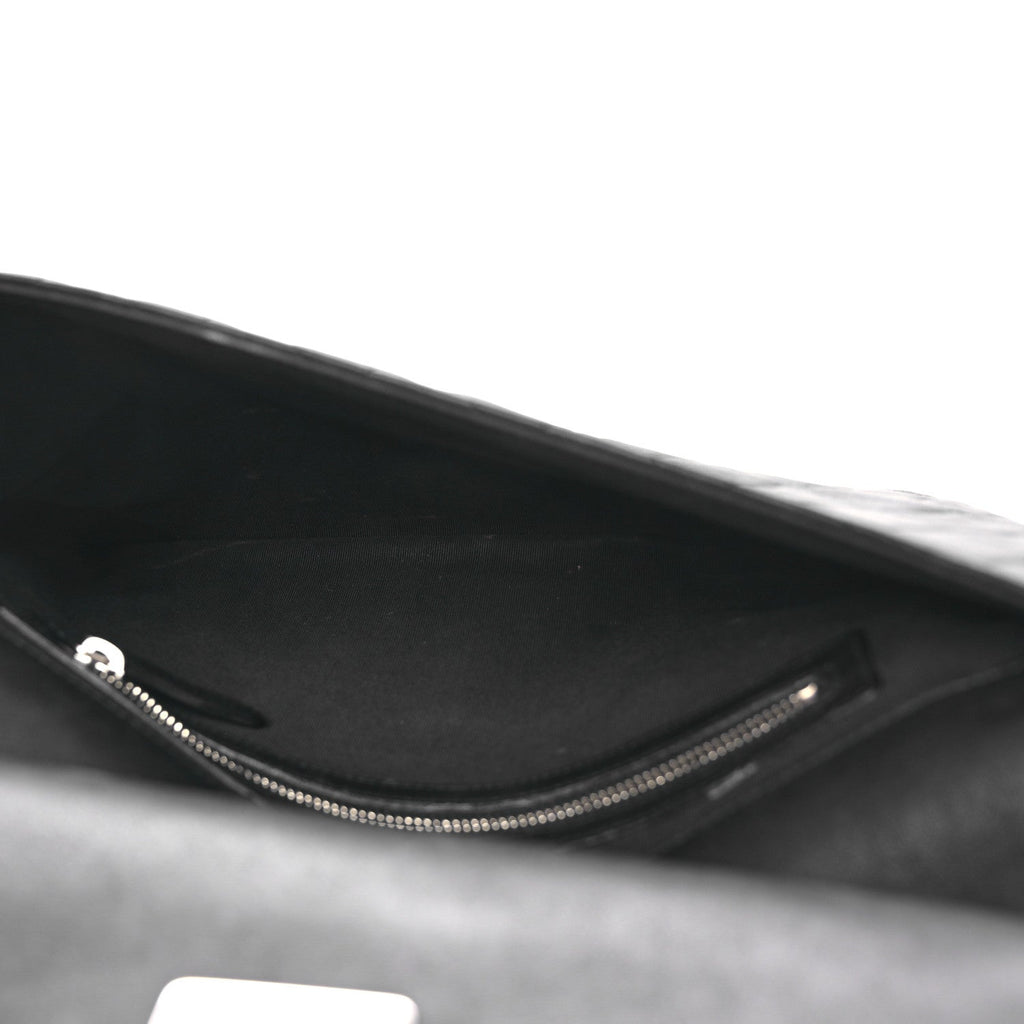 Grained Calfskin Quilted CC Box Pouch Black