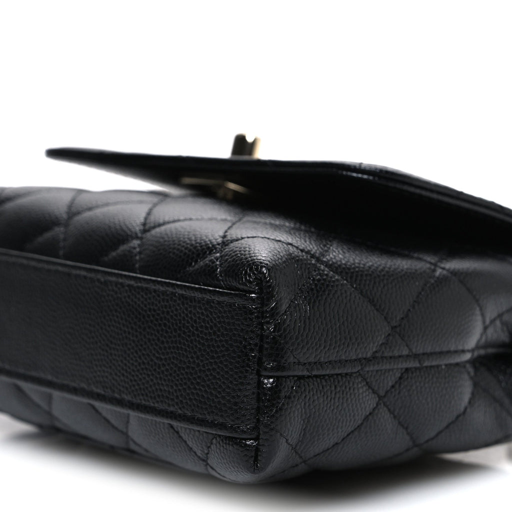 Chanel Caviar Quilted Coco Handle Clutch With Chain Black