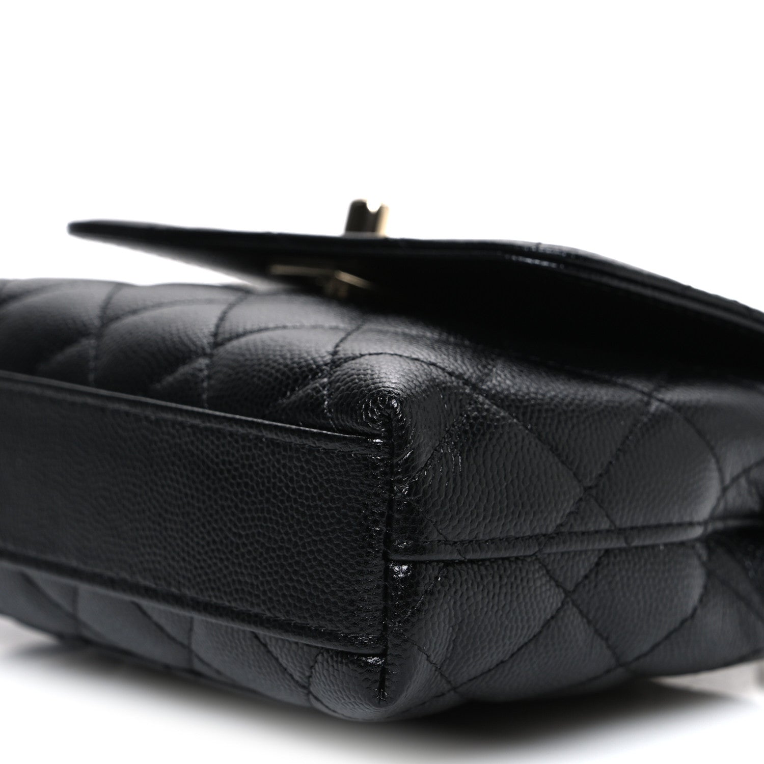 Chanel Caviar Quilted Coco Handle Clutch With Chain Black