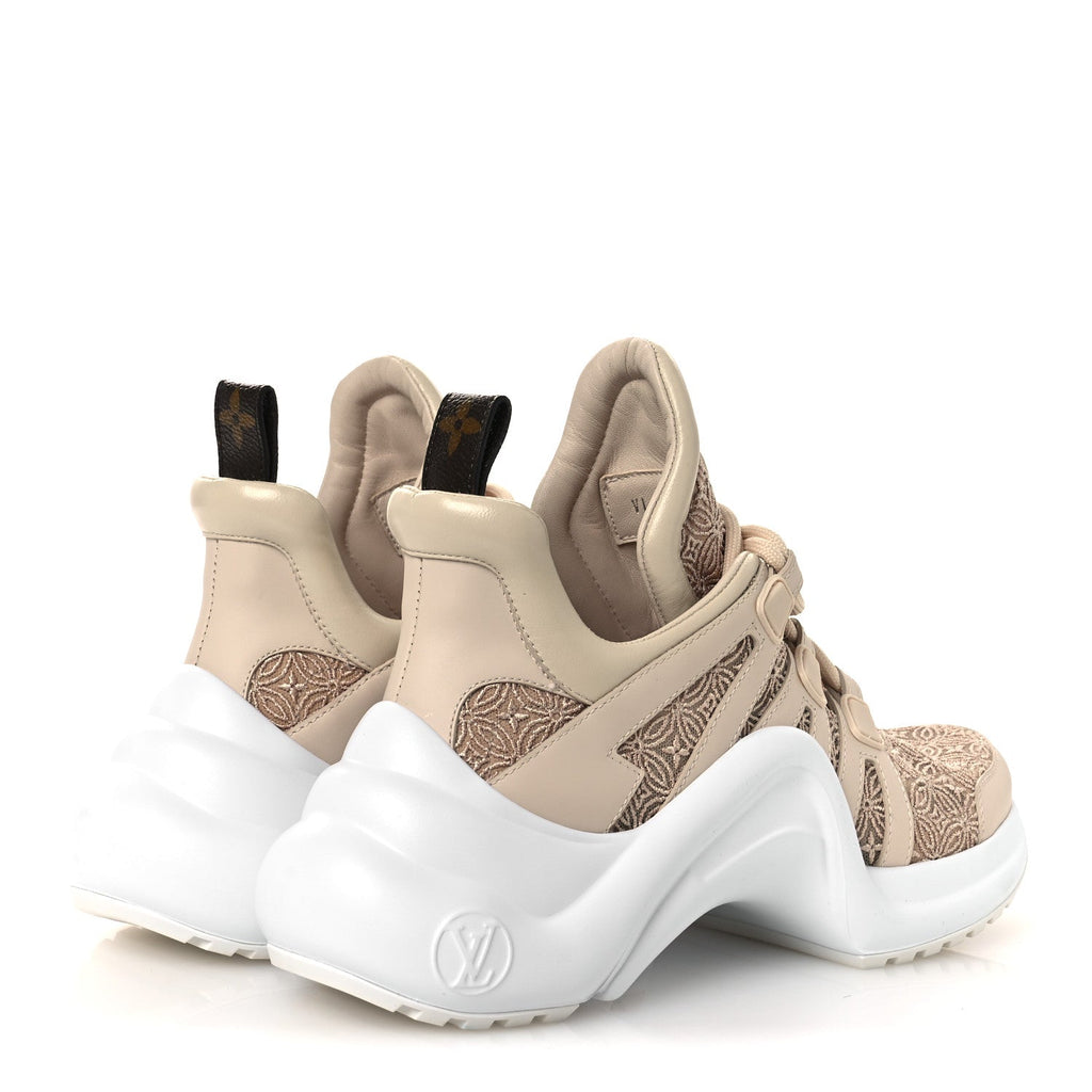 Louis Vuitton Fabric Embroidered Calfskin LV Archlight Sneakers 37 Nude