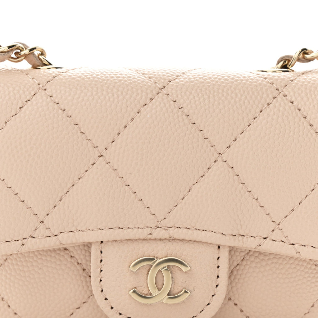 Chanel Caviar Quilted Mini Chain Belt Bag Light Beige