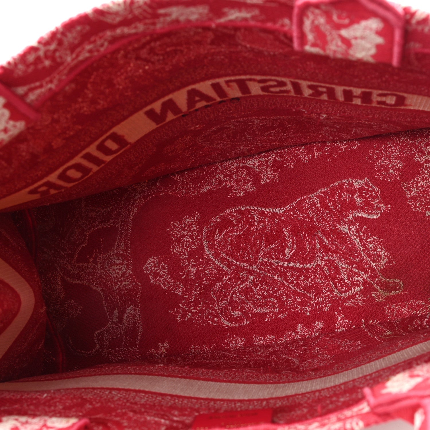 Christian Dior Canvas Embroidered Medium Dioriviera Toile De Jouy Book Tote Raspberry