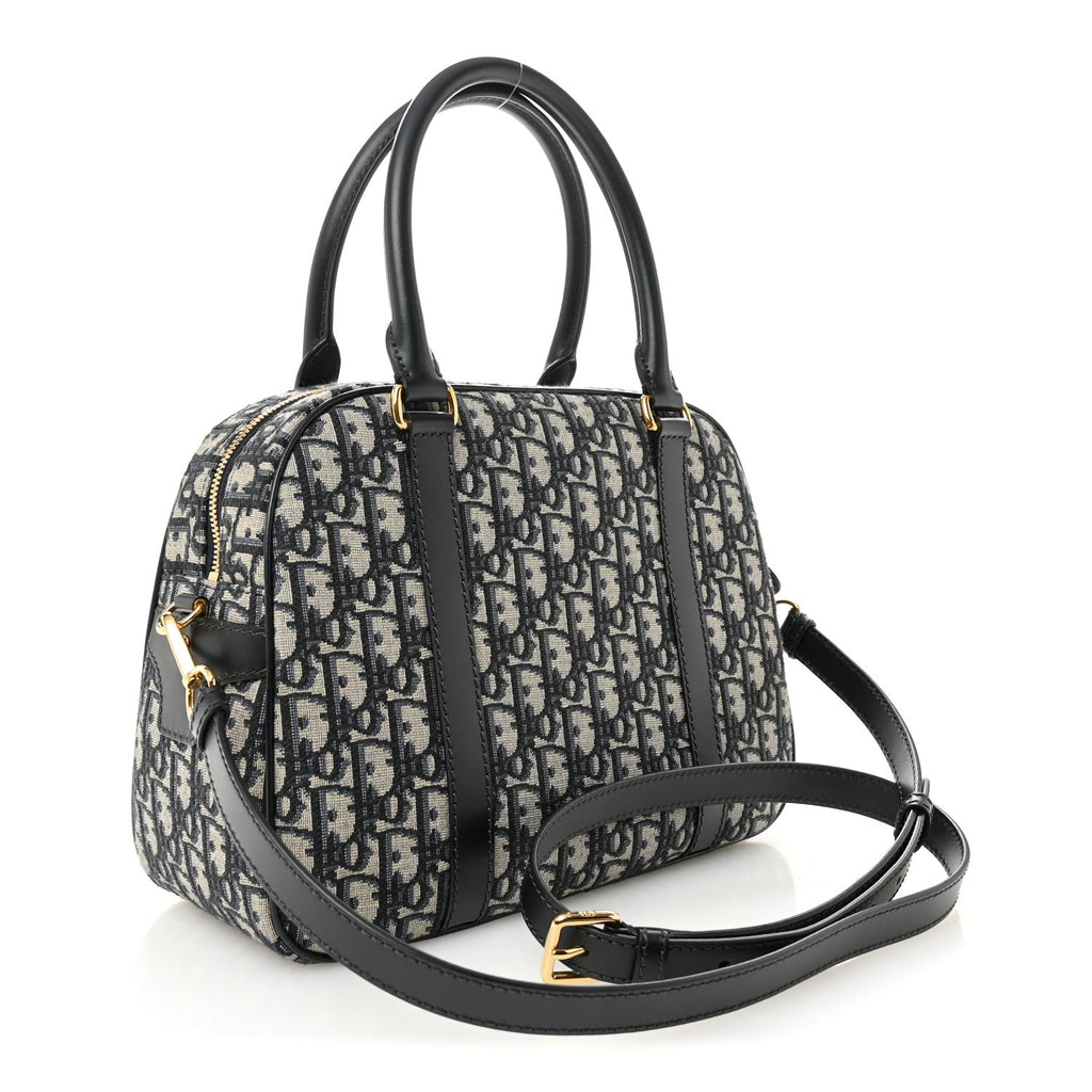 Christian Dior Oblique Large D-Vibe Bowling Bag Navy