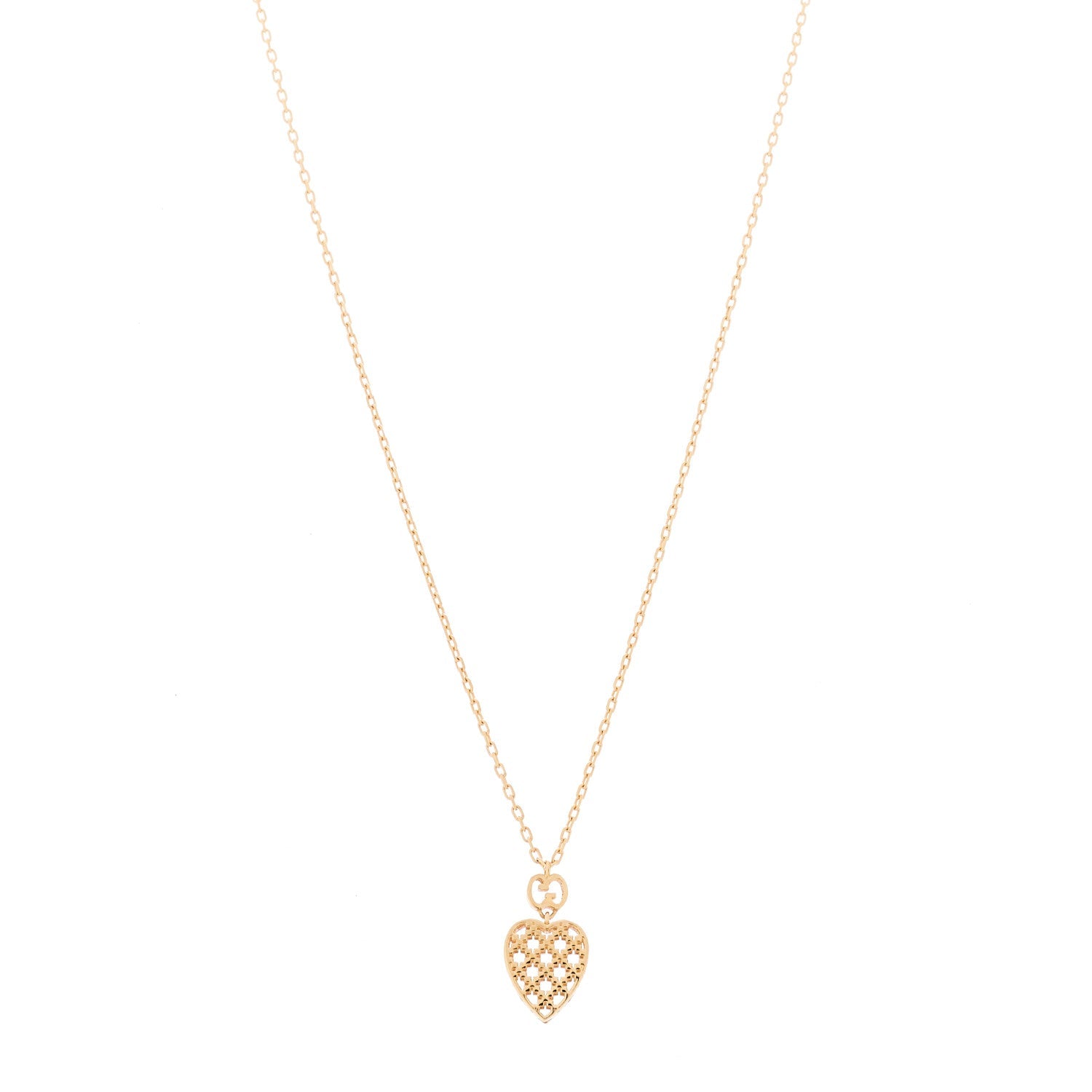 Gucci 18K Yellow Gold Diamantissima Heart Pendant Necklace