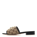 Gucci Monogram Matelasse Diagonal GG Marmont Flat Slide Sandals 37.5 Beige Ebony Black