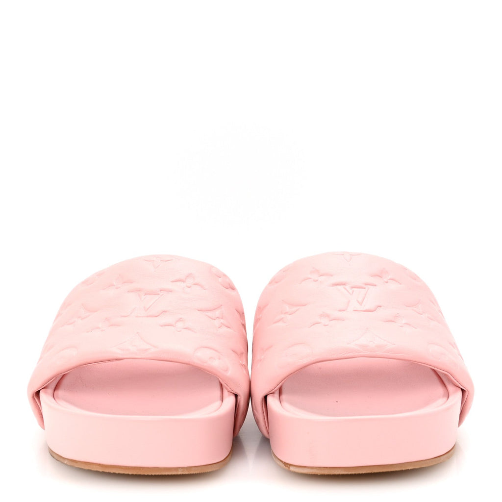 Louis Vuitton Lambskin Embossed Monogram Jumbo Flatform Mule Sandals 41 Rose Clair