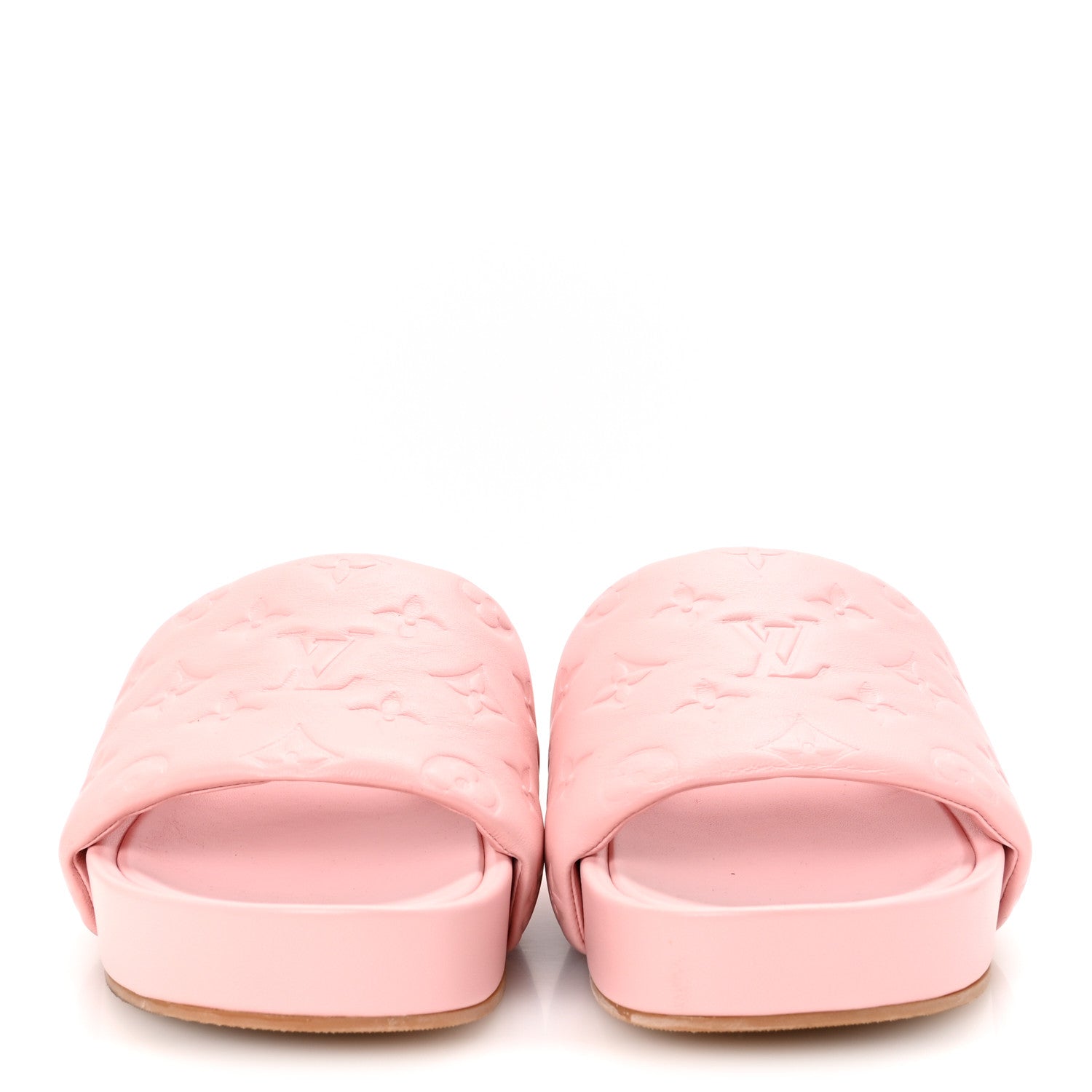 Louis Vuitton Lambskin Embossed Monogram Jumbo Flatform Mule Sandals 41 Rose Clair
