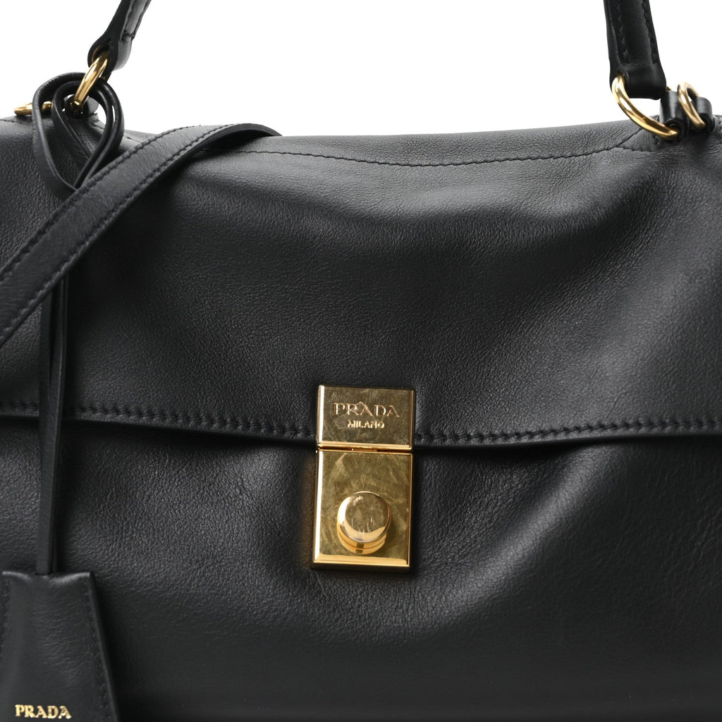 Prada Calfskin Medium Soft Sound Shoulder Bag Black